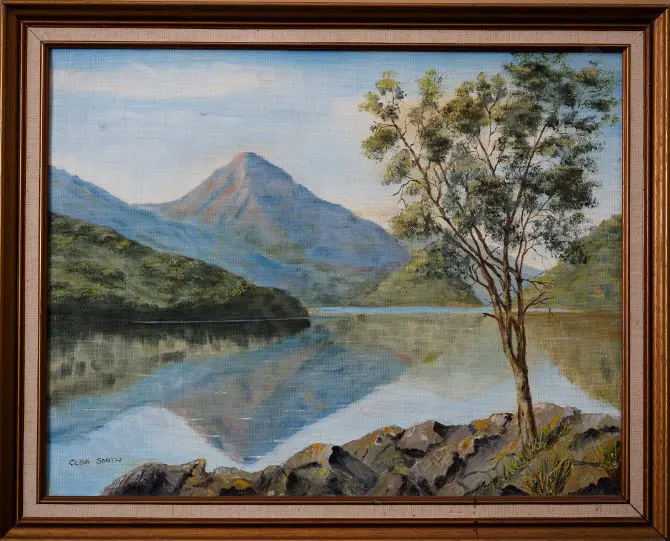 SMITH, Olga - Nature's Mirror - Hills Reflecting in Lake Image 1++