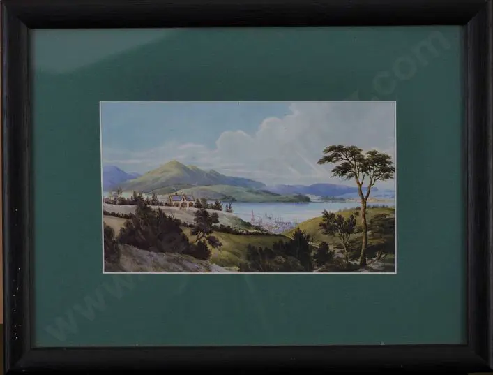 HOYTE, John Barr Clarke (1835-1913) - Dunedin from the Town Belt - N.Z. Harbour Scene Image 1++