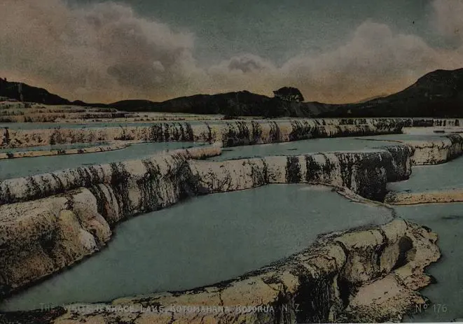 UNKNOWN Photographer - The White Terrace Lake, Rotomahana c. 1900 Image 1++
