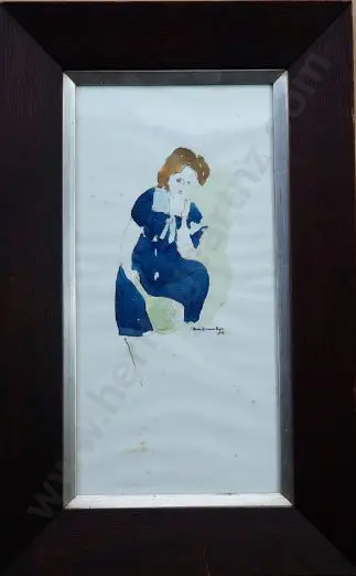 RYDE, Alison Duncan (1946-) - Lady Holding Tennis Racquet Image 1++