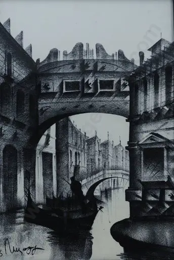 UNKNOWN - Venetian Canal with Gondola Image 1++