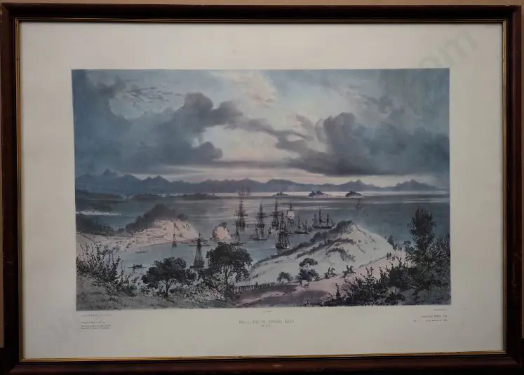 Le BRETON, Louis (1818-1866) - Mouillage (Anchorage) of Korororeka, Bay of Islands Image 1++