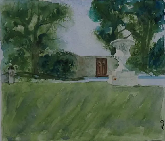 ALB (initials) - Garden Scene with Urn Image 1++