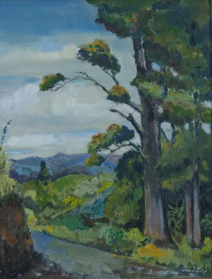 JEFFRIES, Innis (1913-1991) - Rural Scene with Kauri Trees Image 1++