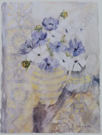 ELLIS, Deborah K (21st Cent.) - Floral Arrangement (Pansies) Image 1++