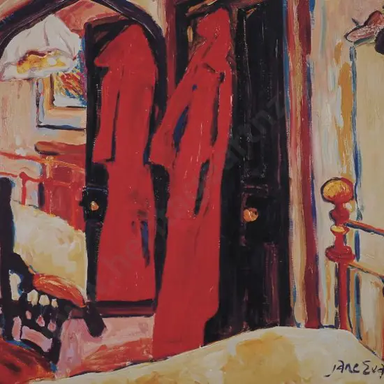 EVANS, Jane (1946-) - Home Interior with Red Coat on Door 2