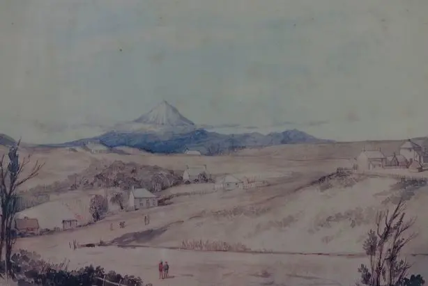 BELL, Francis Dillon (1822-1898) - New Plymouth, Devon Street & Mount Egmont, 1845 Image 1++