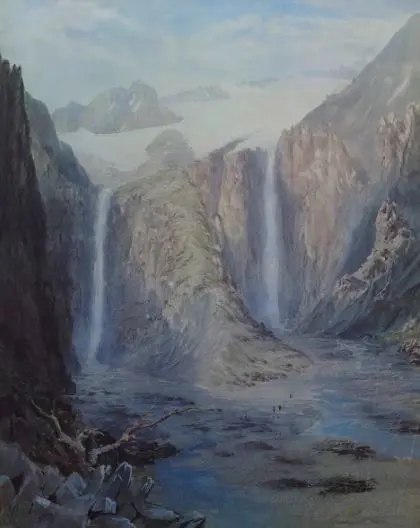 GULLY, John (1819-1888) - Two Waterfall Glacier, Valley of River Macaulay Image 1++