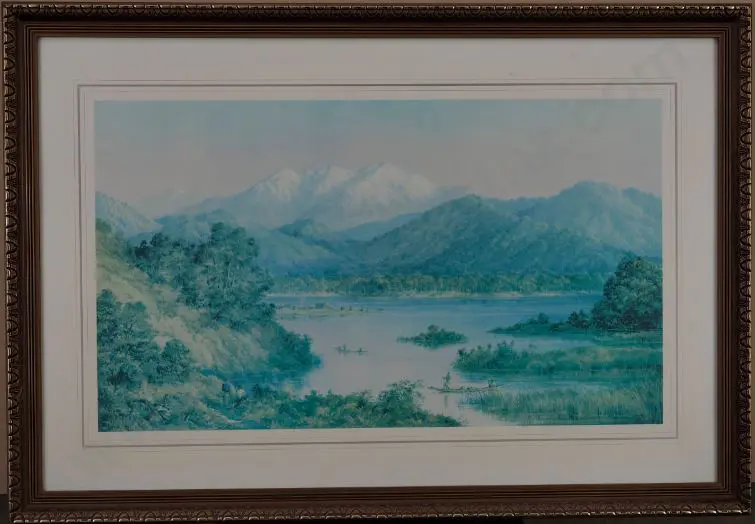 UNKNOWN Artist (A72) - Lake and Mountains - Dated 1870 Image 1++