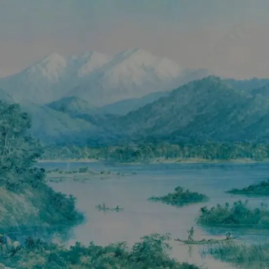 UNKNOWN Artist (A72) - Lake and Mountains - Dated 1870