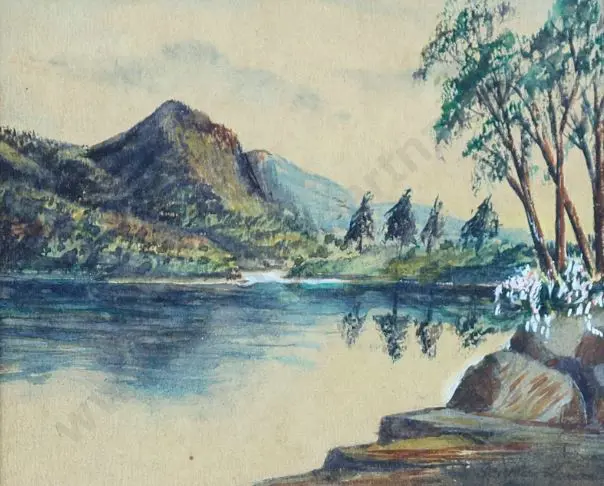 UNKNOWN - Mountain with Lake & Pine Trees Image 1++