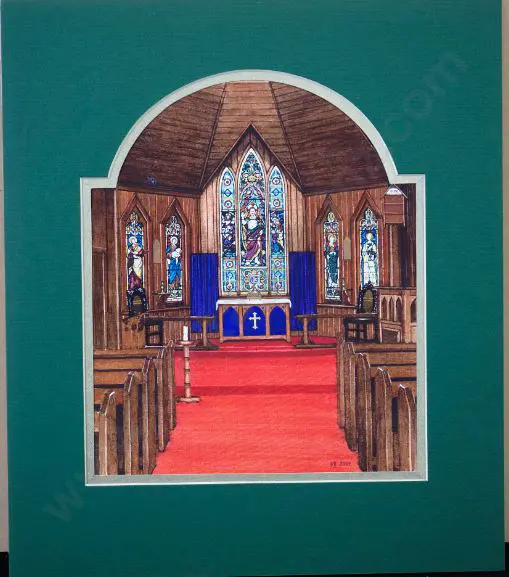 BATTARBEE, David (1939-) - Inside the Chapel, St Mary's, Upukongaro Image 1++