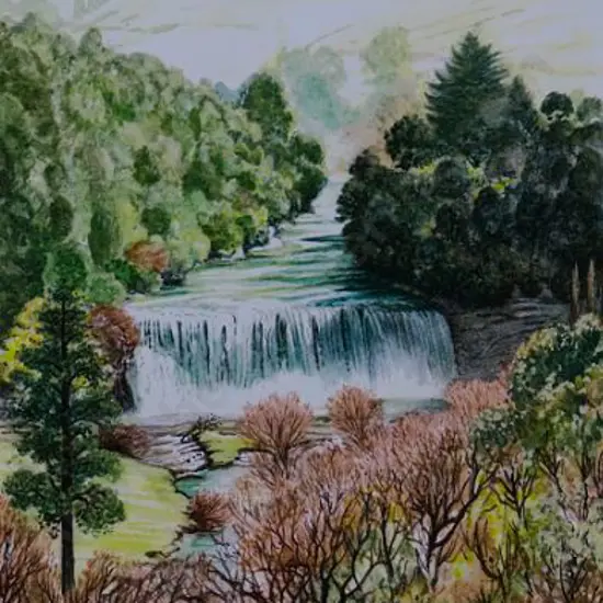 BATTARBEE, David (1939-) - Raukawa Falls, Parapara, Whanganui