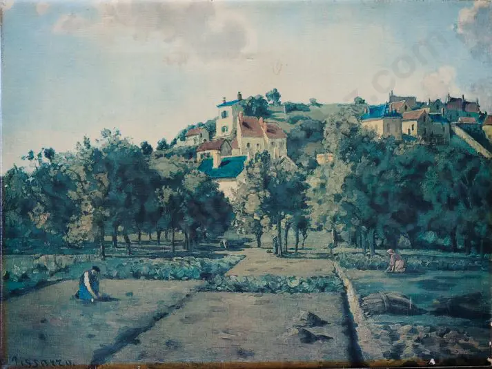 PISSARO, Camille (1830-1903) - Gardeners on Hillside Image 1++