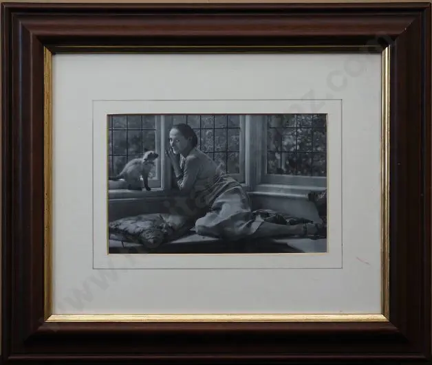 UNKNOWN Photographer - Anna Pavlova Reclining with Cat Image 1++