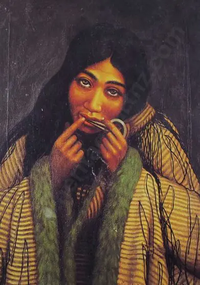 GAUT, Joseph (1860-1934) - Matira Rawiri of Hauraki Playing the Jews Harp, 1887 Image 1++