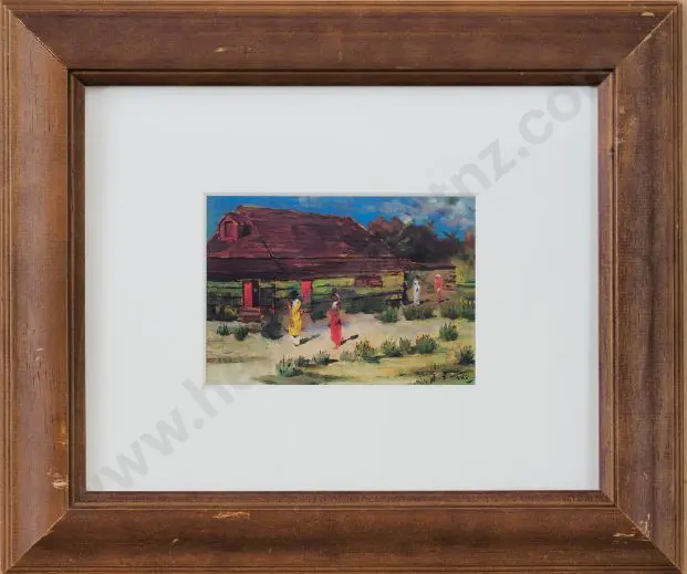 NERLI, Girolamo Pieri (1863-1926) - Cabin, Figures & Banana Tree (Fiji), 1894 Image 1++