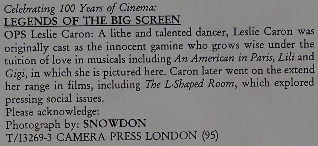SNOWDON, Lord (1930-2017) - Leslie Caron, Actress Image 1++