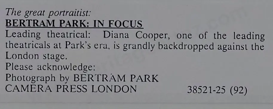 PARK, Bertram (1883-1972) - Diana Cooper, Actress Image 1++