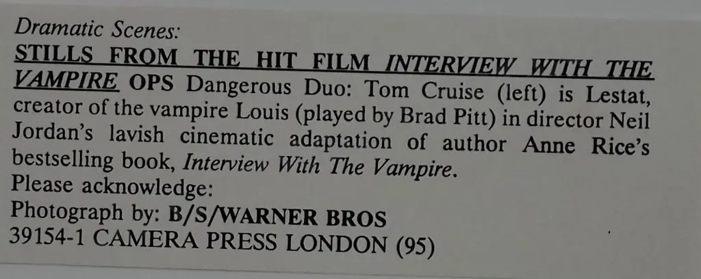 CAMERA Press, London - Tom Cruise (1962-) & Brad Pitt (1963-) in 'Interview with the Vampire' Image 1++