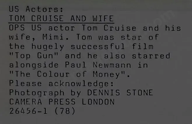 CAMERA Press, London - Tom Cruise (1962-) & Wife Mimi Image 1++