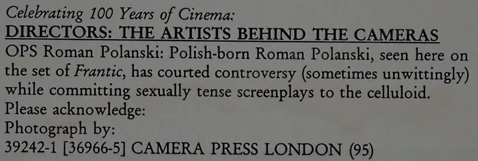 CAMERA Press, London - Roman Polanski, Polish Film Director Image 1++