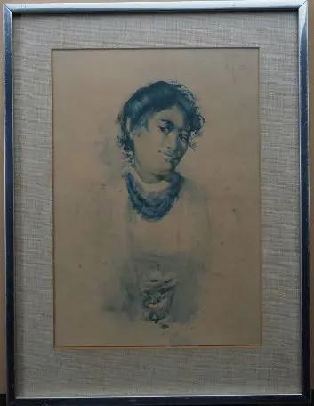 HODGKINS, Frances Mary (1869-1947) - Maori Girl with Daisies (1898) Image 1++