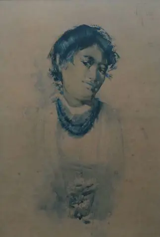 HODGKINS, Frances Mary (1869-1947) - Maori Girl with Daisies (1898) Image 1++