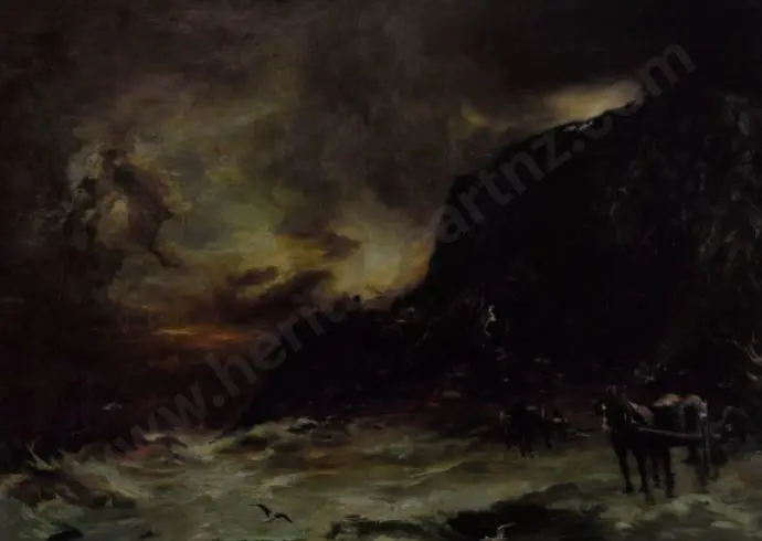 VAN der VELDEN, Petrus (1837-1913) - Storm at Wellington Heads, c.1908 Image 1++