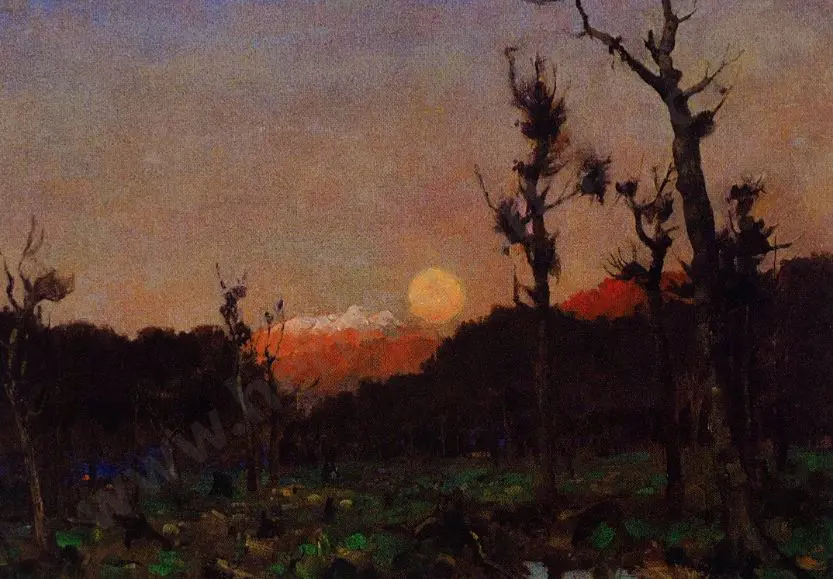 NAIRN, James McLauchlan (1859-1904) - Moonrise at Ohau, Tararua Mountains, 1892 Image 1++