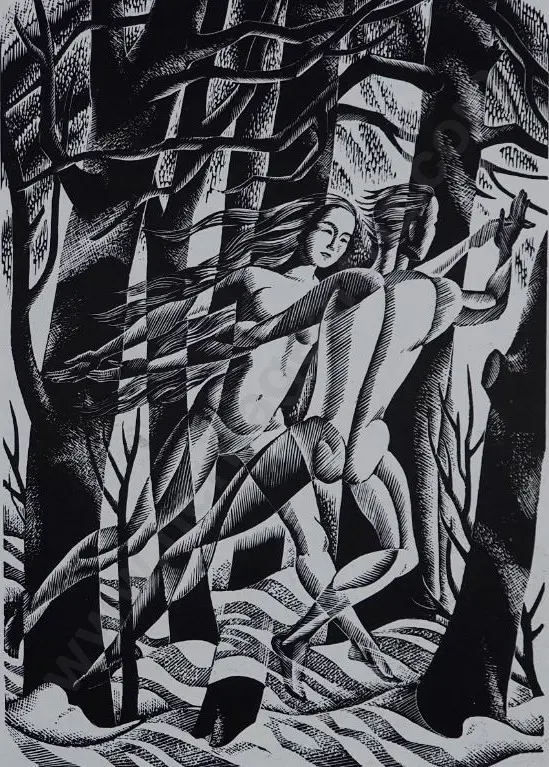 UNWIN, Nora S. (1907-1982) - Shadows in a Winter Wood, 1903 Image 1++