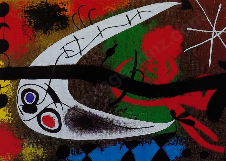 MIRO, Joan (1893-1963) - Femme et Oiseau dans la Nuit Image 1++
