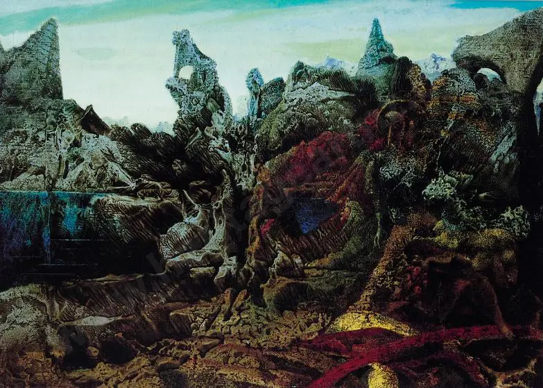 ERNST, Max (1891-1976) - Landscape with Lake and Chimeras, 1940 Image 1++