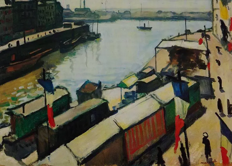 MARQUET, Albert (1875-1947) - La Bassin du Havre, 14 Juillet 1906 Image 1++
