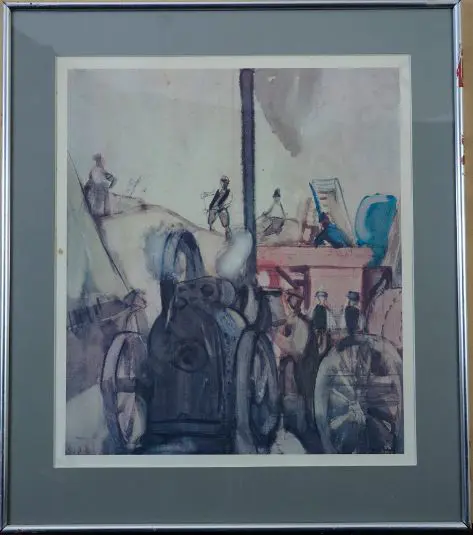 HODGKINS, Frances (1869-1947) - Threshing in the Cotswolds Image 1++