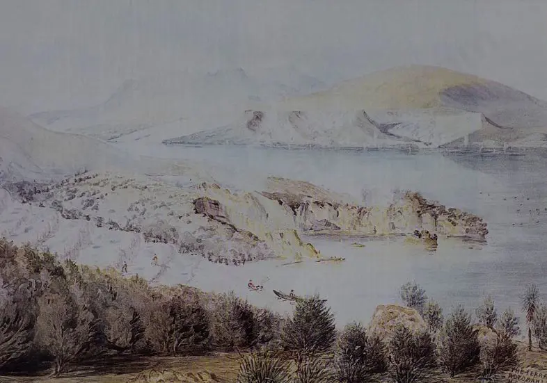 LLOYD, Henry Grant (1830-1904) - The Terraces, Rotomahana & Mt Tarawera Image 1++