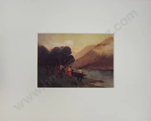 WRIGHT, Walter (1866-1933) - Maori Family on Riverbank Image 1++