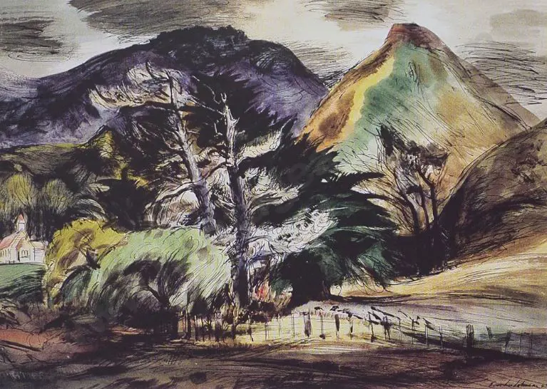 JOHNSON, Eric Lee (1908-1993) - Church in Rural Setting Image 1++