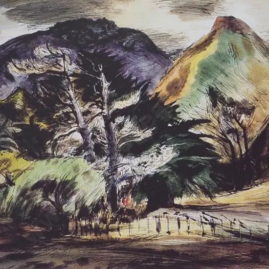 JOHNSON, Eric Lee (1908-1993) - Church in Rural Setting