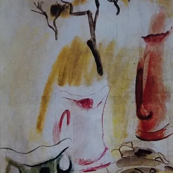 HODGKINS, Frances (1869-1947) - Arrangement of Jugs & Landscape, c.1937