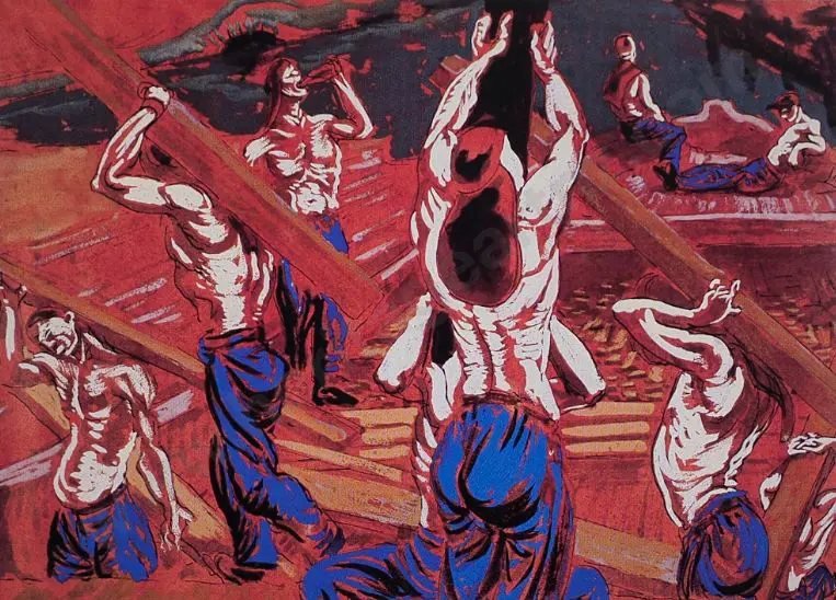 PERKINS, Christopher (1891-1968) - Unloading Timber, Camden Town, 1930. Image 1++