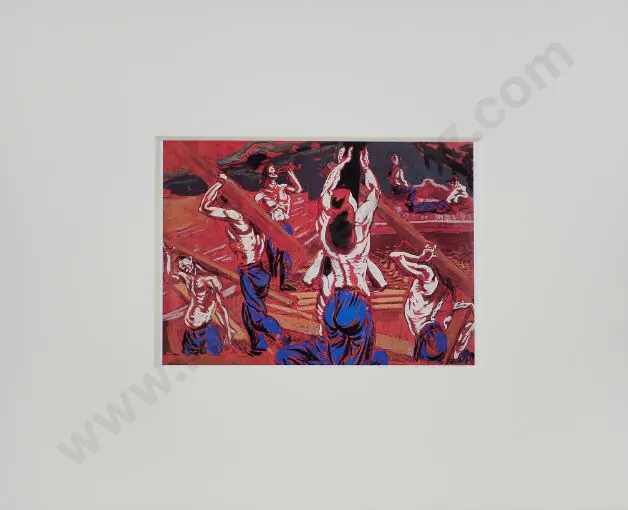 PERKINS, Christopher (1891-1968) - Unloading Timber, Camden Town, 1930. Image 1++