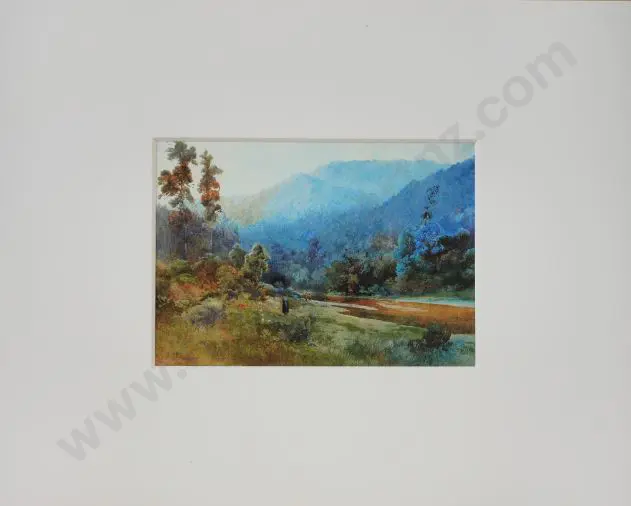 WRIGHT, Frank (1860-1923) - Figures on the Waikato River Image 1++