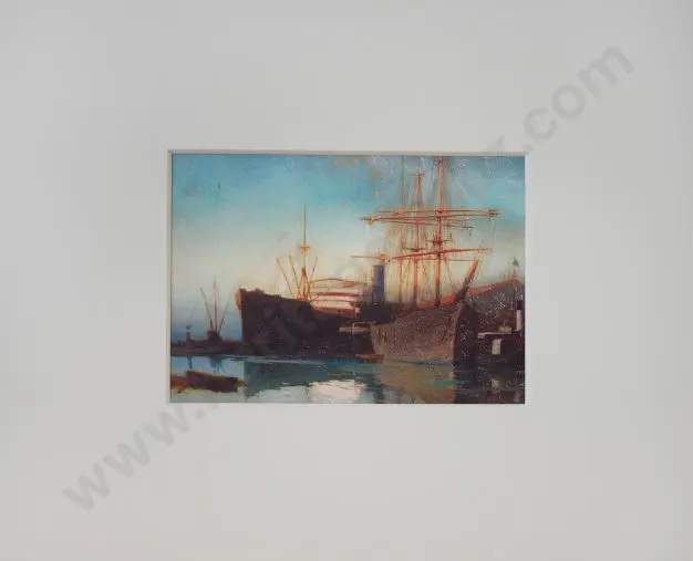 WRIGHT, Walter (1866-1933) - Early Morning, Princess Wharf, 1918 Image 1++