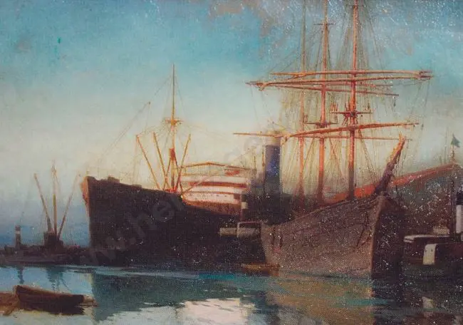 WRIGHT, Walter (1866-1933) - Early Morning, Princess Wharf, 1918 Image 1++