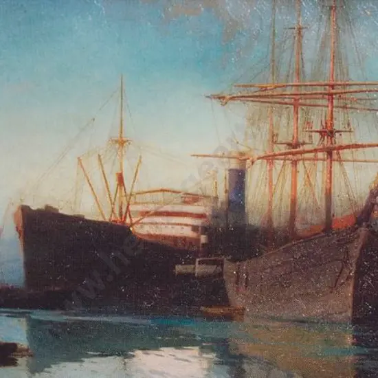 WRIGHT, Walter (1866-1933) - Early Morning, Princess Wharf, 1918