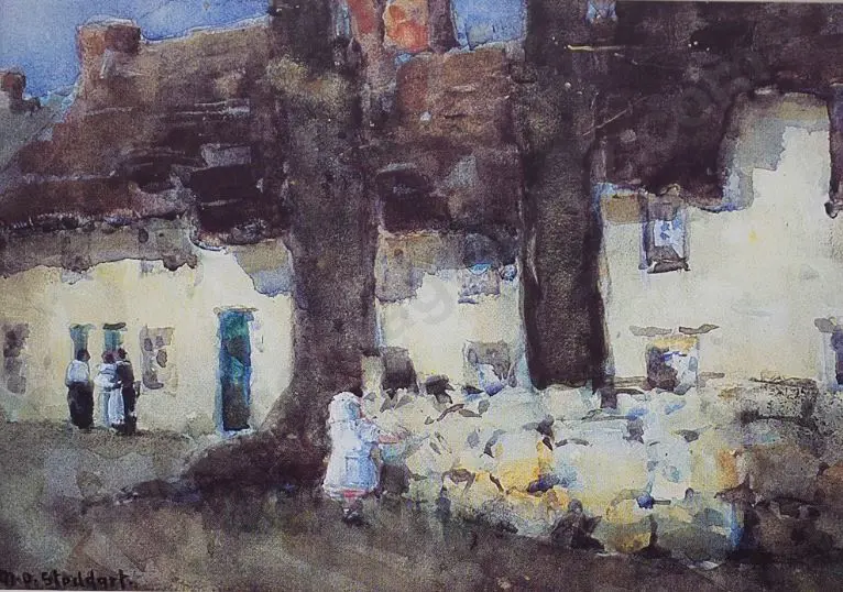STODDART, Margaret Olrog (1865-1934) - Cornwall Street Scene Image 1++