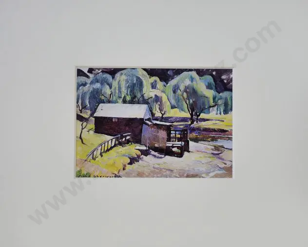 SHERWOOD, Maud (1880-1956) - Farm Building Along Riverbank Image 1++