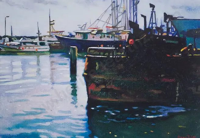 LEE, Owen R. (1918-2002) - Coastal Shipping, Tauranga Image 1++
