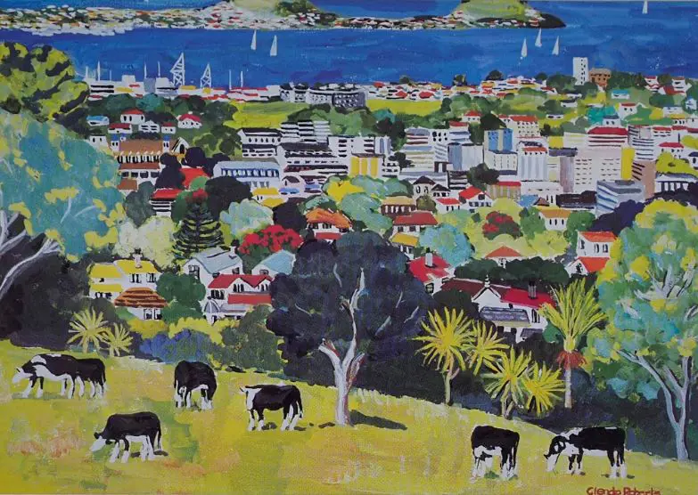 ROBERTS, Glenda (1939-2014) - A View from Mount Eden Image 1++